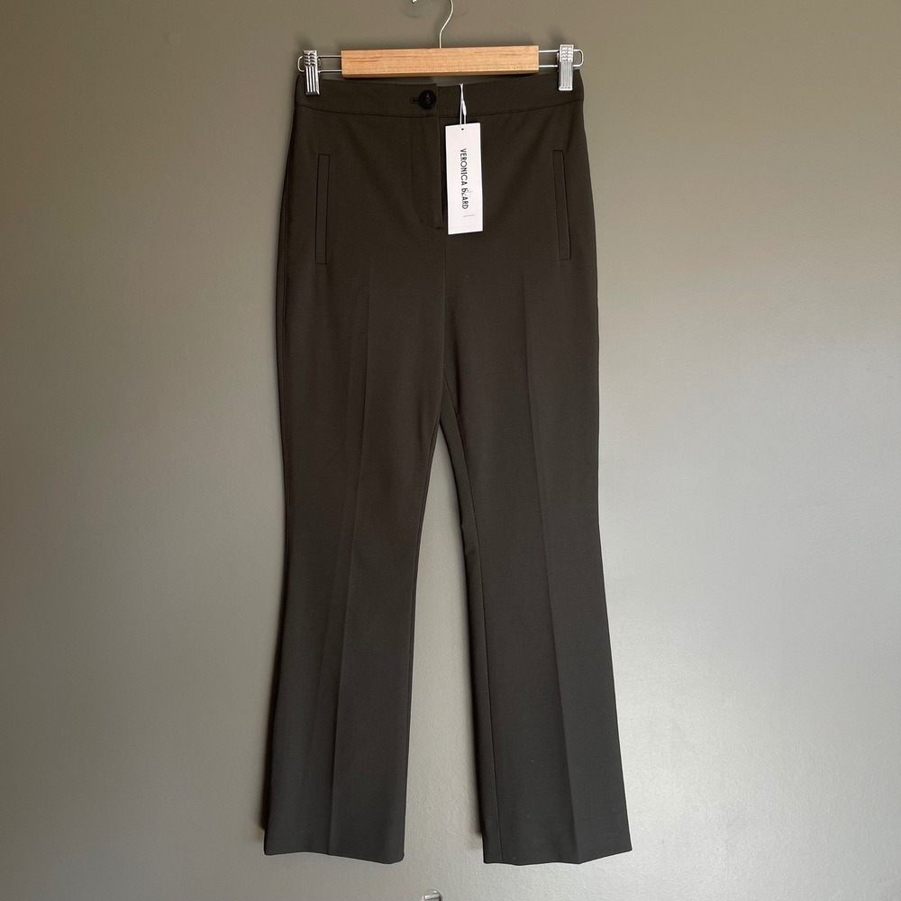 NWT Veronica Beard Arte Pant Loden Green Wool Blend Slim Flare Trousers Size 0 - Picture 5 of 12